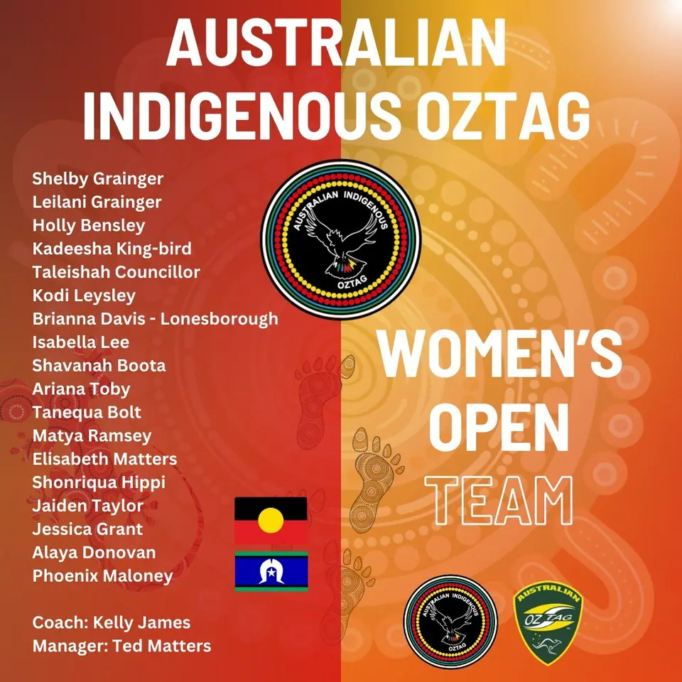 AIO Women's Opens 2025 team announcement card listing the players