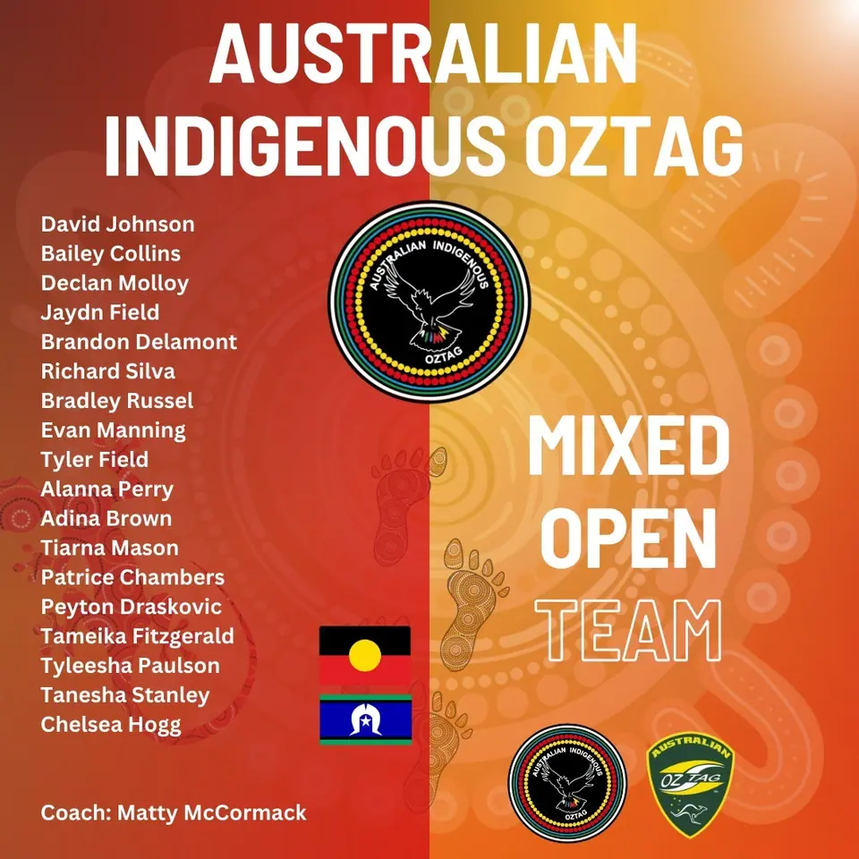 AIO Mixed Opens 2025 team announcement card listing the players